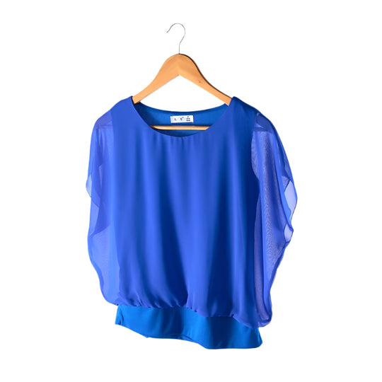 Frauen Rüschenärmel Chiffon Bluse