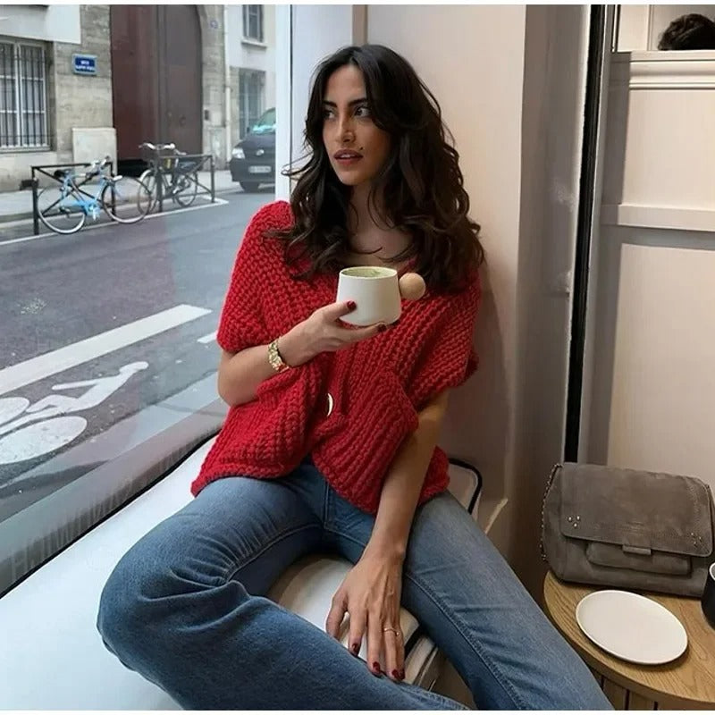 Strickjacke für Damen mit Metallknöpfen