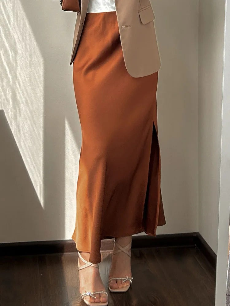 Satin-Faltenrock für Damen