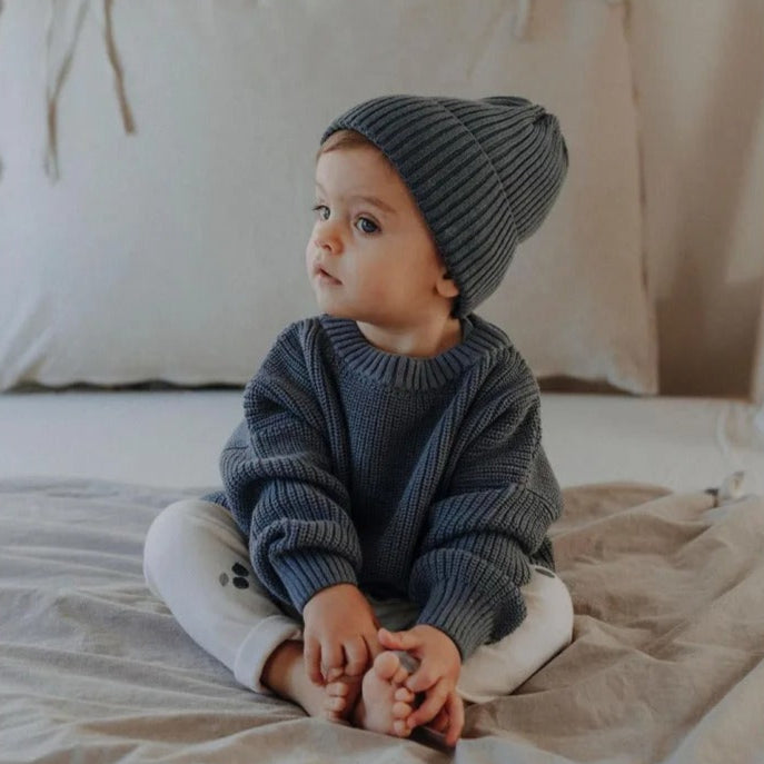 Einfarbiger Kinder-Strickpullover