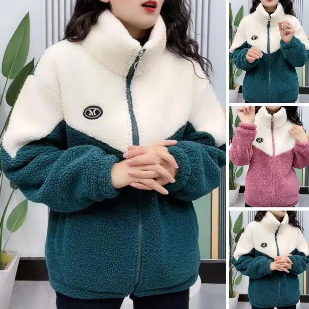 Mit Fleece gefütterte Jacke aus Wolle und Baumwolle für Damen