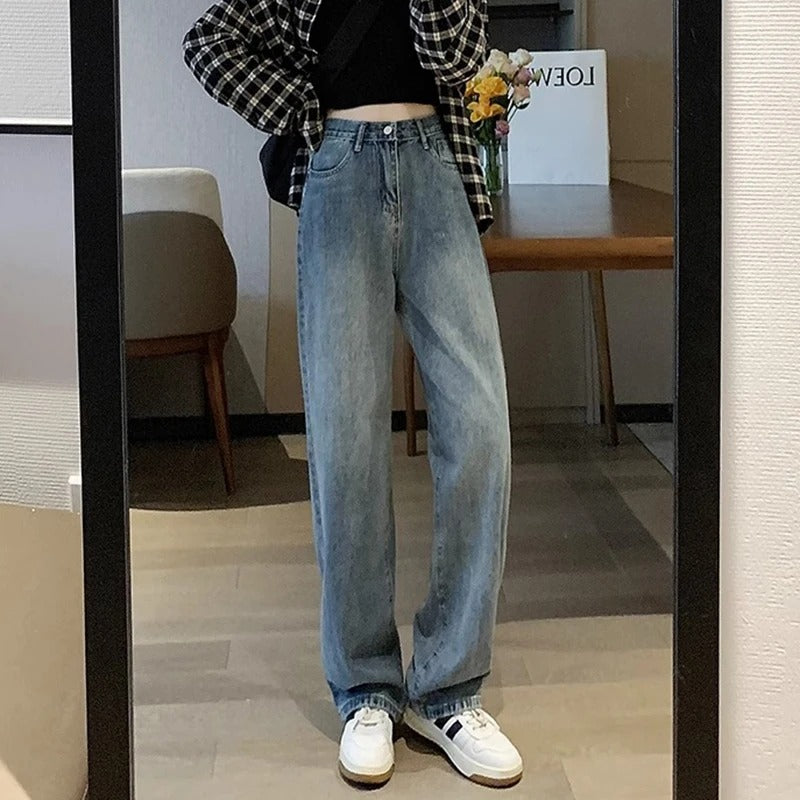 Vintage-Damenjeans mit weitem Bein