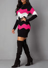 Damen Vintage Streifen Boho Kleid