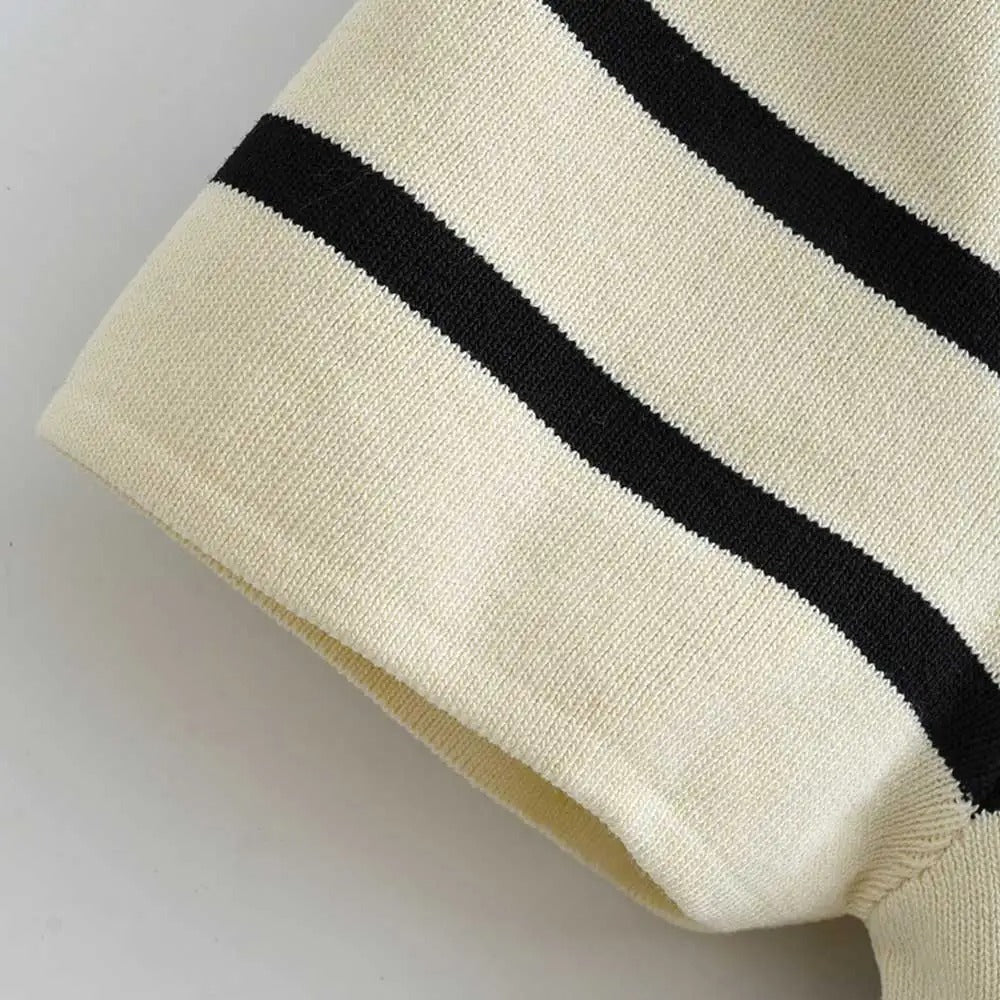 Gebreide gestreepte kurze Top für Damen