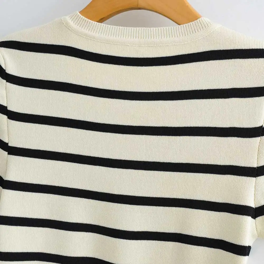 Gebreide gestreepte kurze Top für Damen