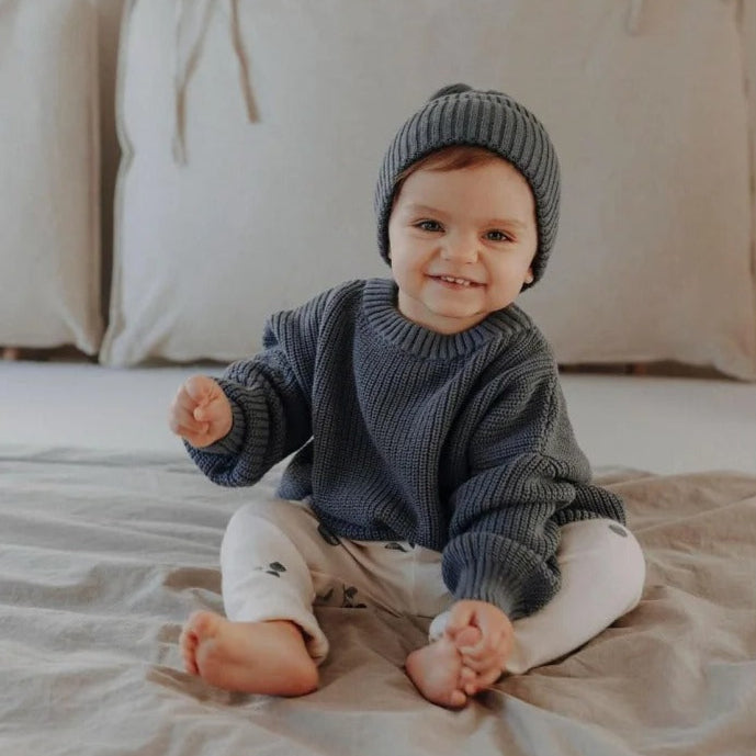 Einfarbiger Kinder-Strickpullover