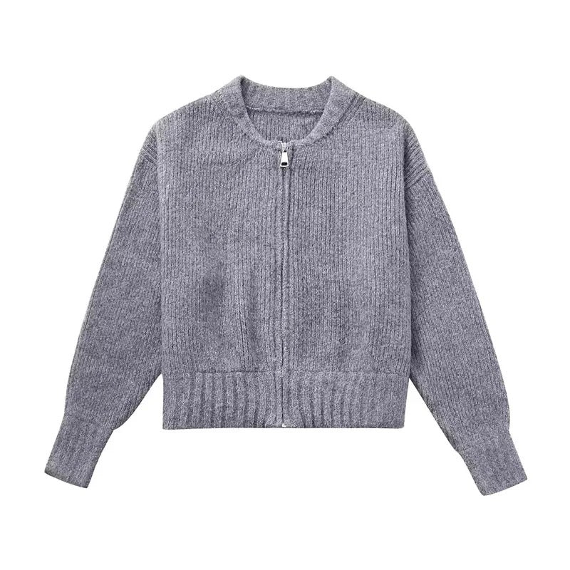 Damen-Strickpullover mit Reißverschluss
