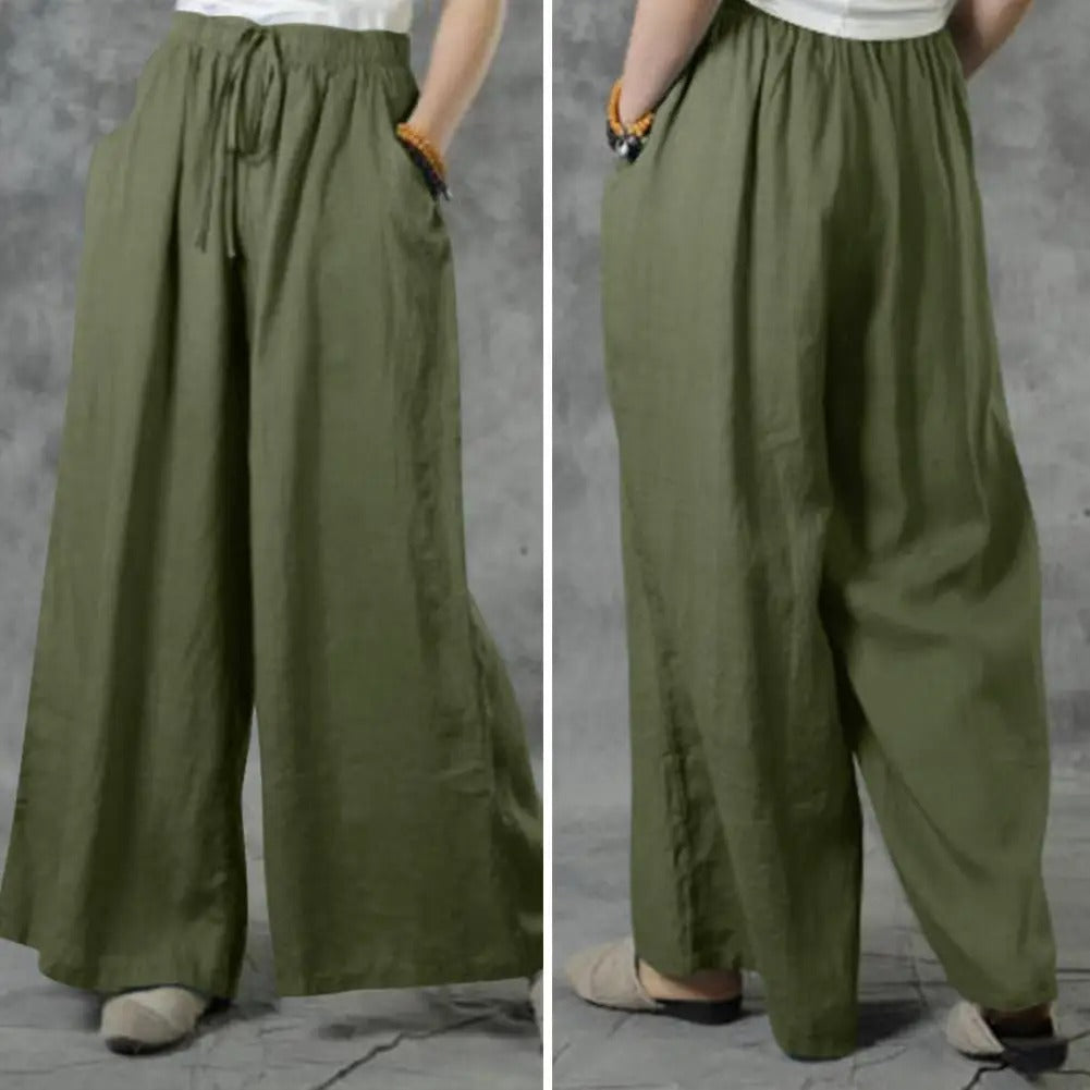 Lässige gerade Hose mit weitem Bein für Damen