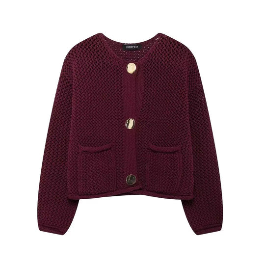Damen Vintage Pullover Strickjacke