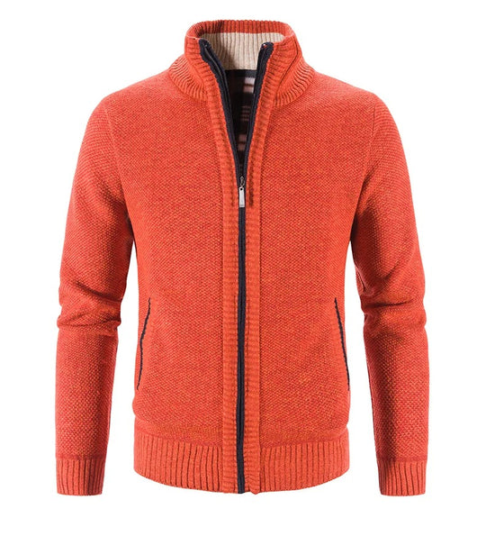 Warme Herren-Fleece-Strickjacke mit Reißverschluss
