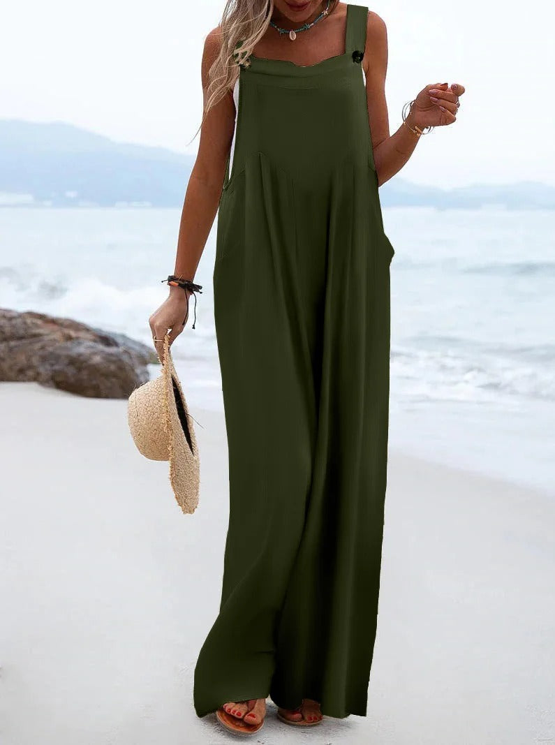 Einfarbiger Overall mit Hosenträgern