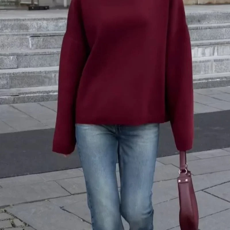 Lässiger Strickpullover mit hohem Kragen