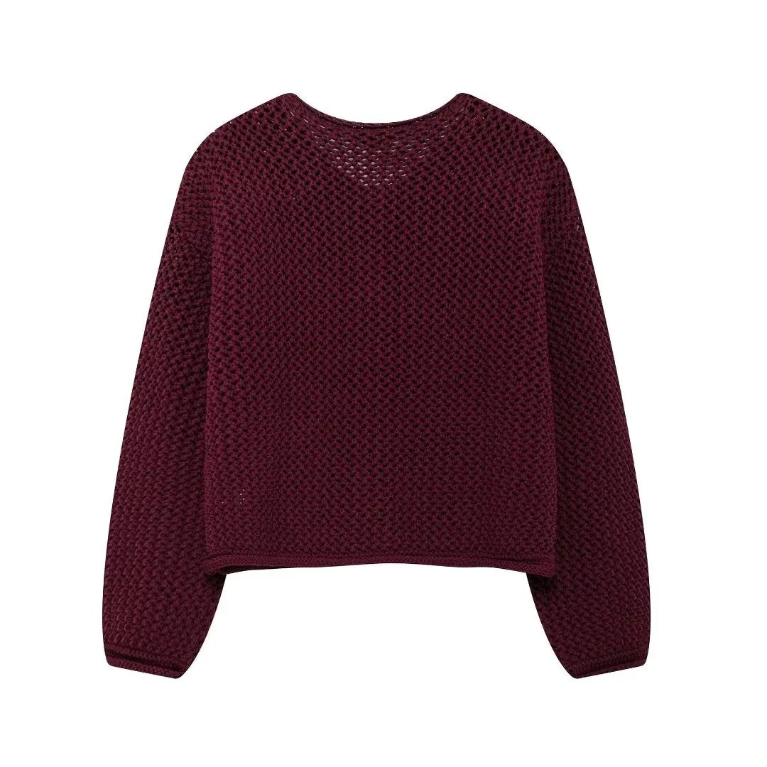 Damen Vintage Pullover Strickjacke