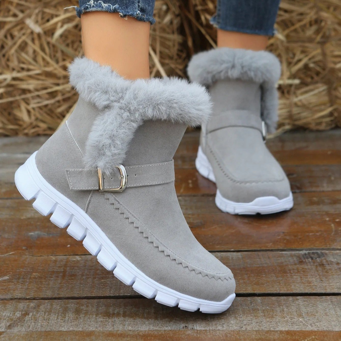 Damen Pelz Chelsea Stiefel