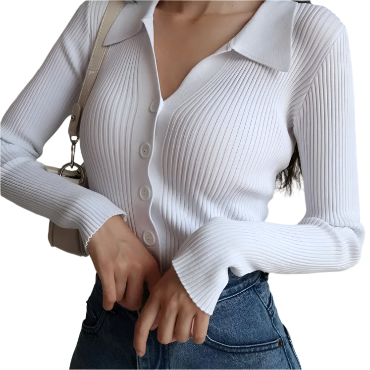 Schmal geschnittene Strickjacke mit V-Ausschnitt für Damen