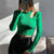 Langärmeliges Crop-Top aus Rippenstrick für Frauen