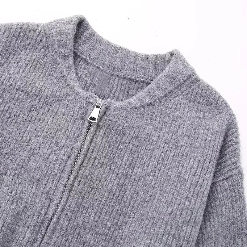 Damen-Strickpullover mit Reißverschluss