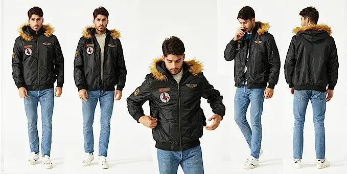 Bomberjacke aus dickem Plüsch für Männer