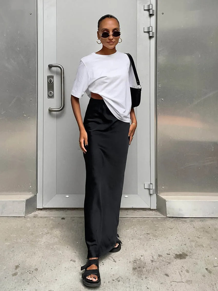 Satinrock mit hoher Taille für Damen