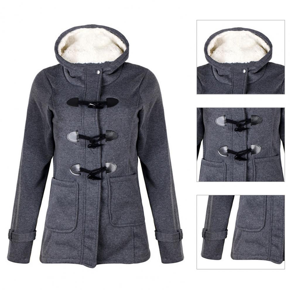 Lässiger Winter-Knopf-Hoodie für Frauen
