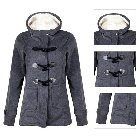 Lässiger Winter-Knopf-Hoodie für Frauen