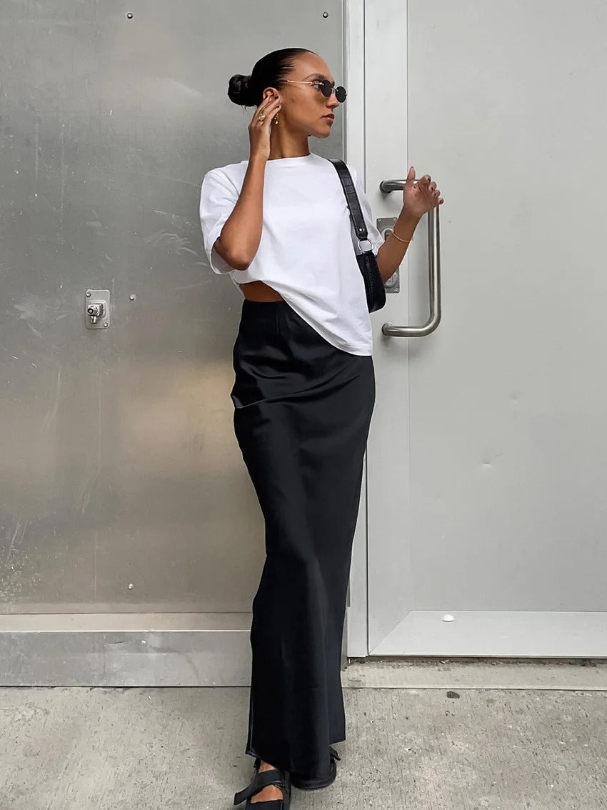 Satinrock mit hoher Taille für Damen