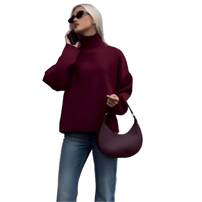 Lässiger Strickpullover mit hohem Kragen