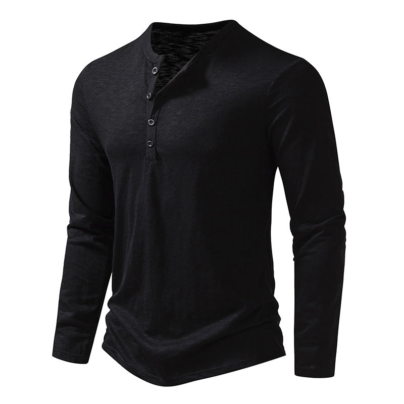 Langärmeliges T-Shirt mit Henley-Ausschnitt für Männer