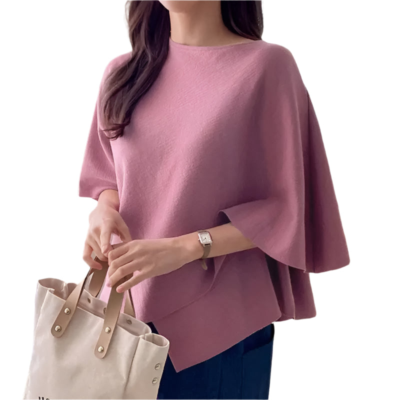 Damenbluse mit 3/4-Ärmeln und Rüschen