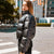Gesteppte Lederjacke für Frauen aus Baumwolle