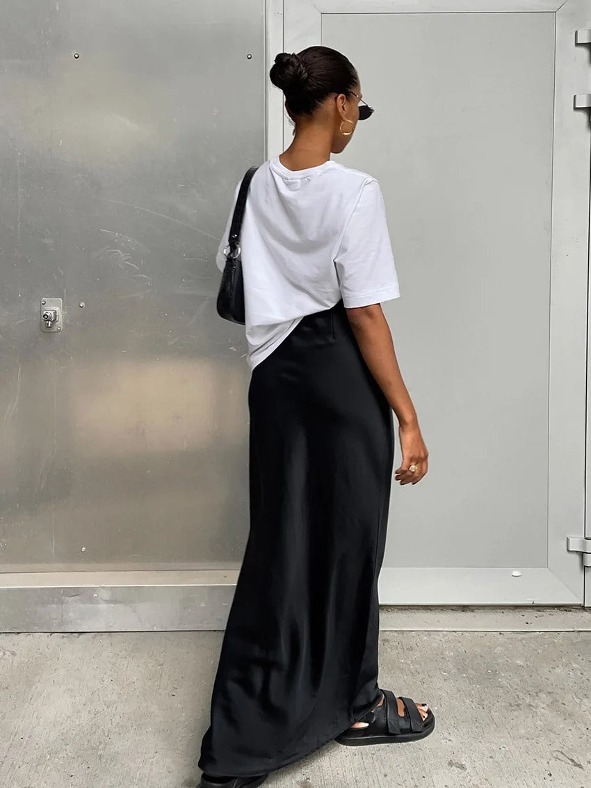 Satinrock mit hoher Taille für Damen
