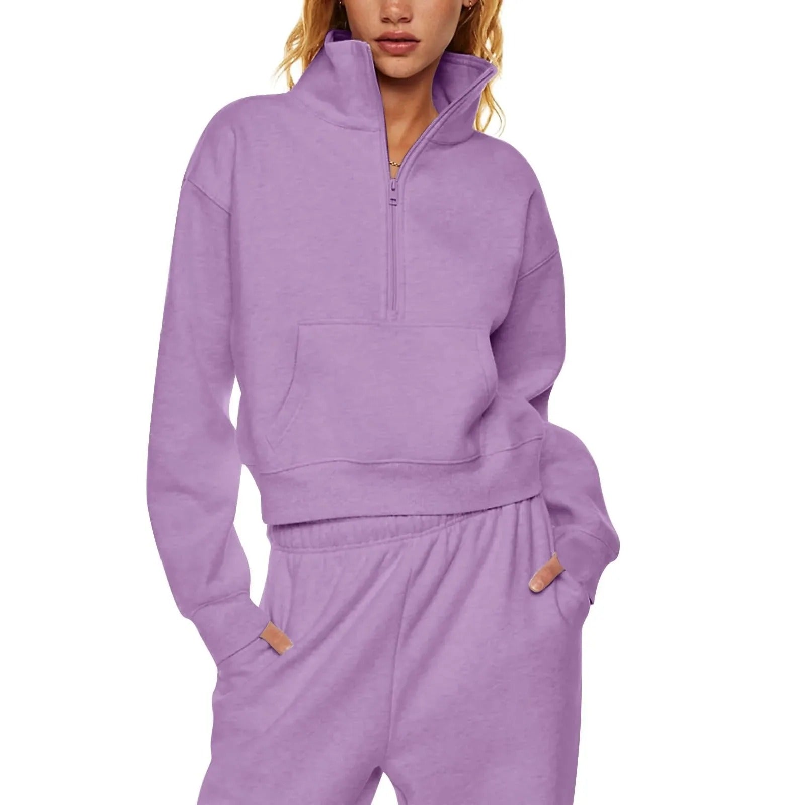 Damen-Fleecejacke mit Stehkragen