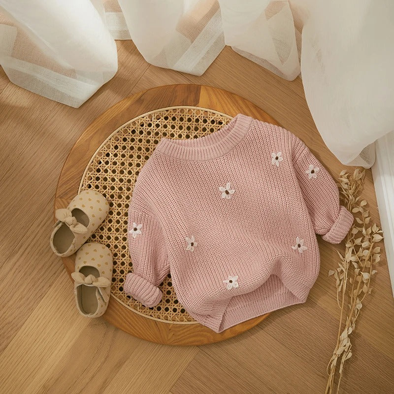 Blumenstrickpullover für Kinder