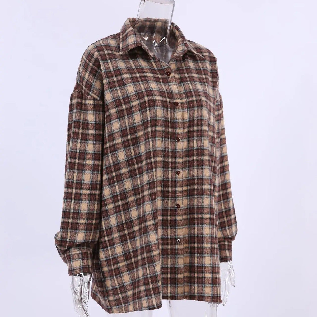 Vintage karierte Damenbluse mit langen Ärmeln