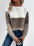 Dreifarbiger Patchwork-Pullover für Frauen