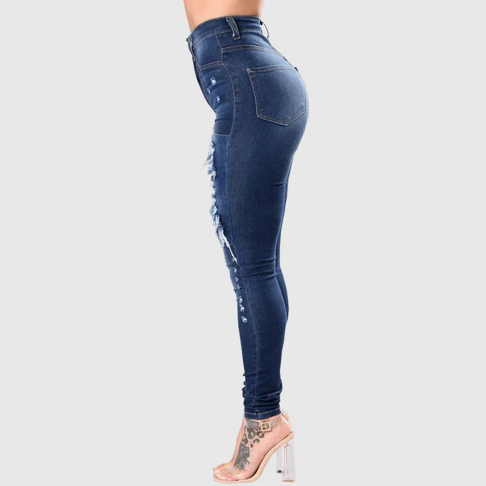 Zerrissene Jeans mit hoher Taille für Frauen