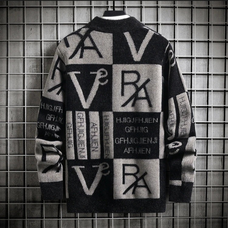 Gestreifter Herren-Rundhalspullover