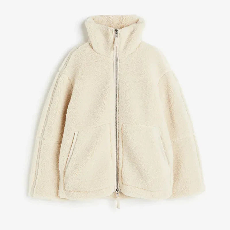 Damenjacke Teddyjacke Lockere Passform Atmungsaktive Materialien-1
