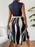 Damen Patchwork Kleid Mit Gürtel Streifendruck Baumwollmischung-5