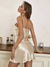 Damen Mini Kleid Satin V-Ausschnitt Elegant für Abendveranstaltungen und Partys 4