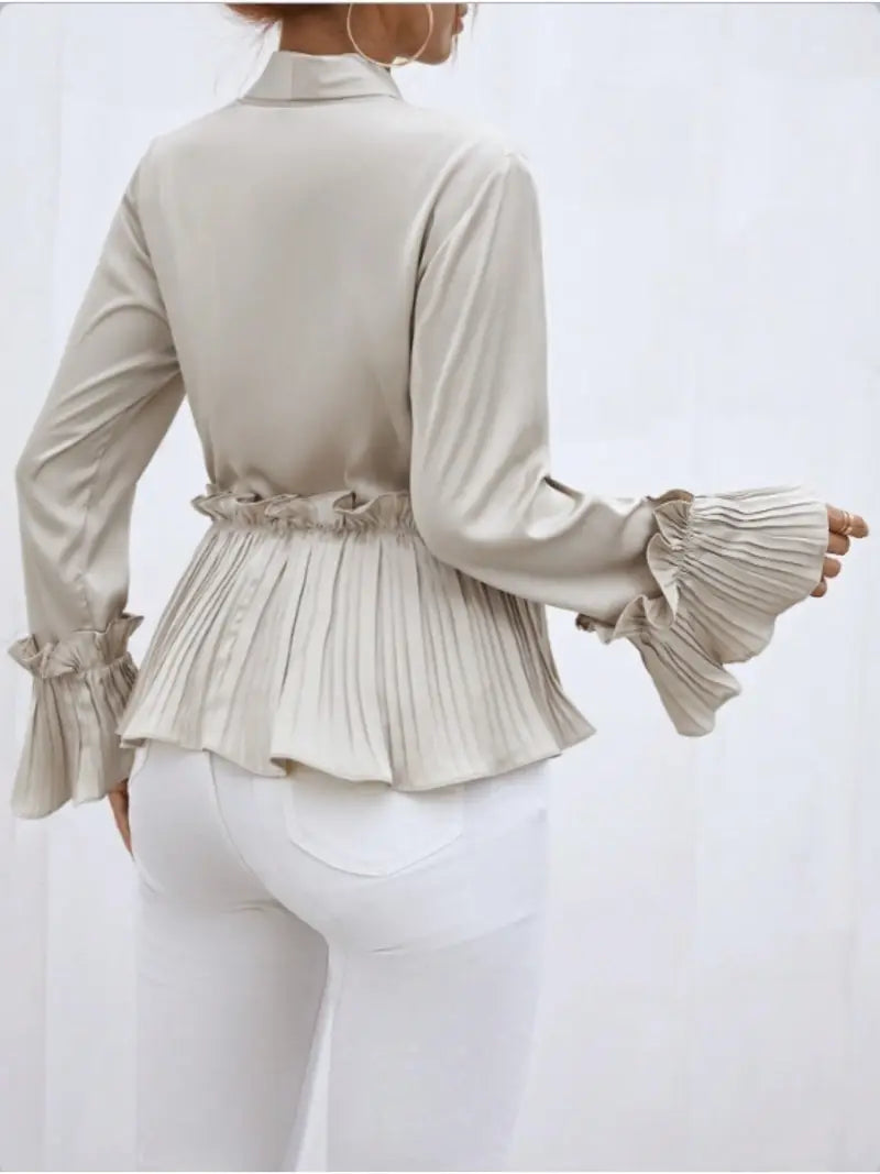 Damen Bluse Elegante Satin Schnittführung Leichtes Material für Festliche Anlässe-6