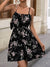 Damen Kleid Blumendruck Spaghettiträger Baumwolle für Sommerurlaub-6