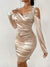 Damen Rüschenkleid Schulterfrei Elegantes Festliches Kleid für Hochzeitsgast aus Hochwertigem Stoff-4