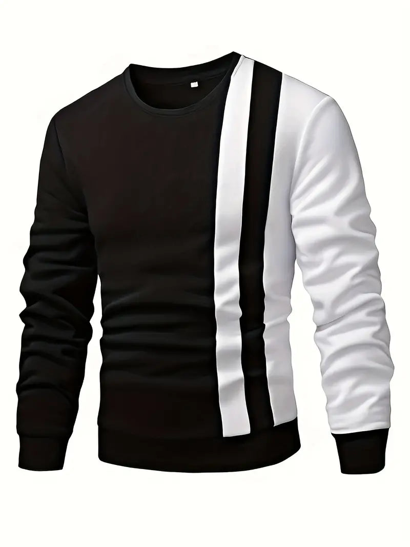 Variant image for Herrenpullover Farbblock Rundhalsausschnitt Baumwollmischung-1