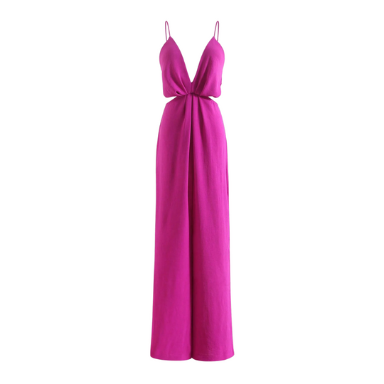 Plissierter Damenoverall mit weitem Bein