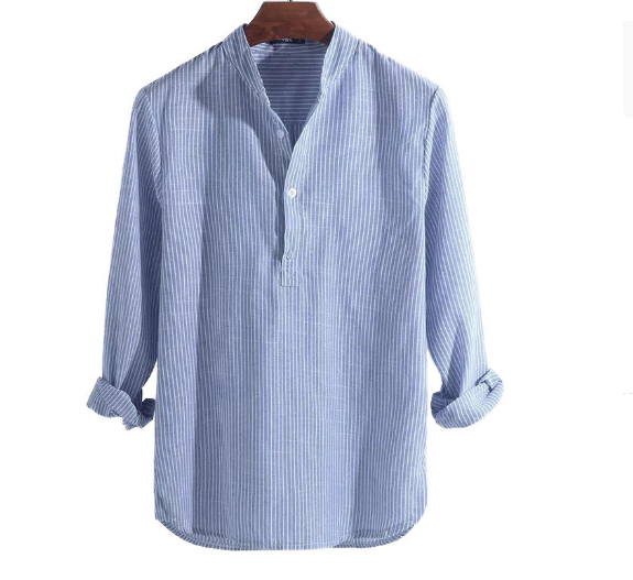Herren Hemd Langarm Gestreift Baumwoll-Polyester-Mischung 1