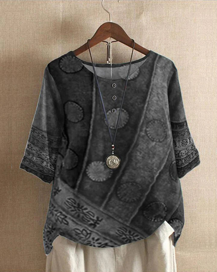 Variant image for Damenbluse Bunt Vintage-Inspirierte Lässige Baumwolle-17