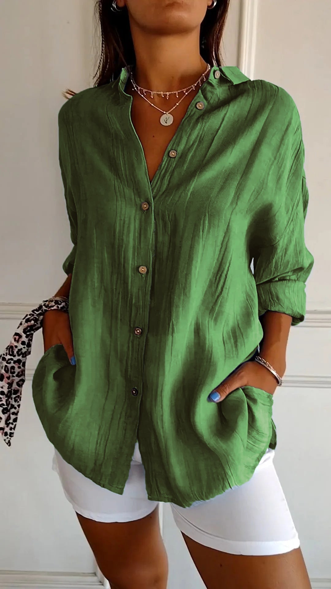 Variant image for Damen Hemd Plissiert Elegantes Design Hochwertige Baumwolle-57
