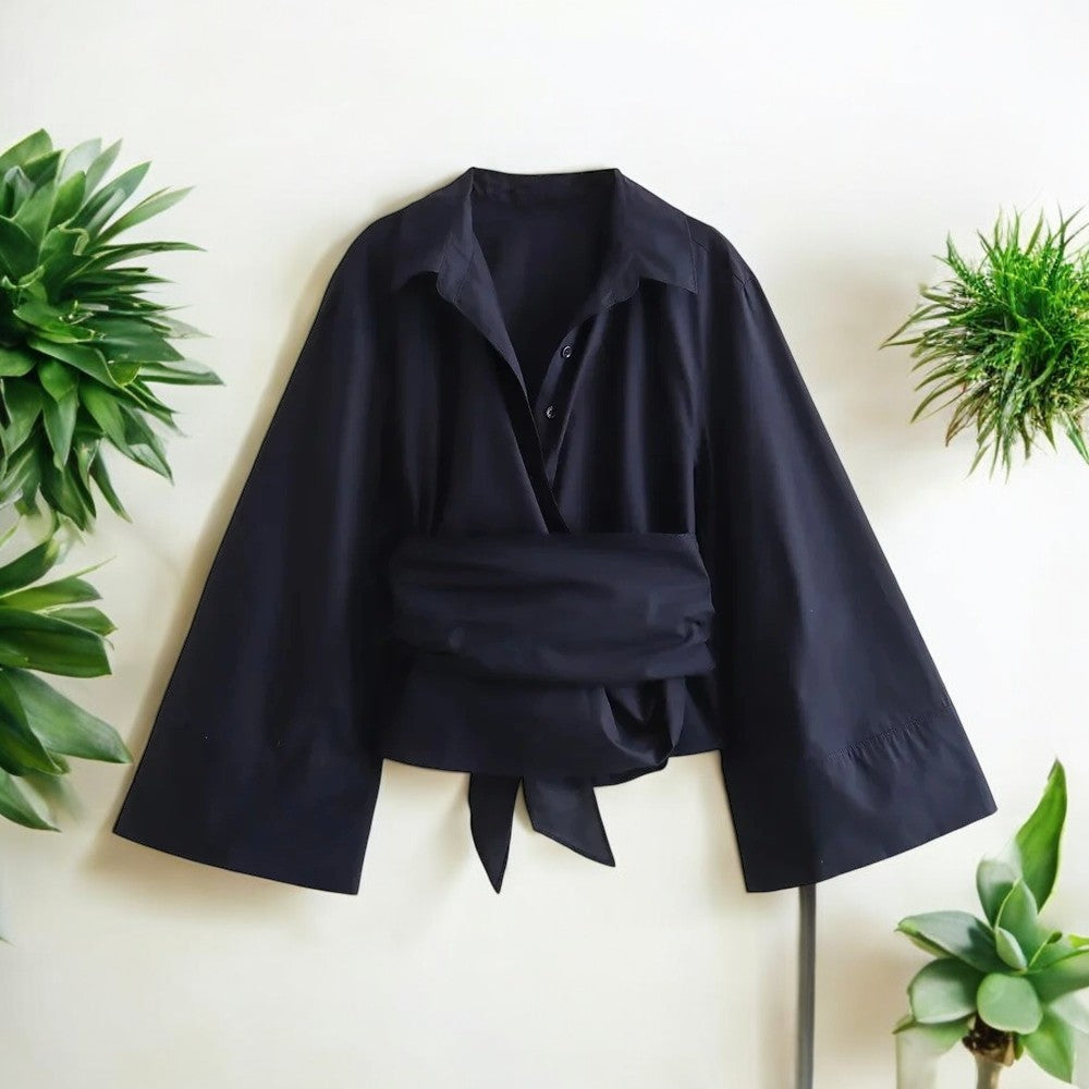 Kimono-Damenbluse mit langen Ärmeln