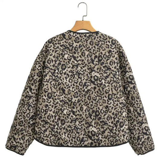 Gesteppte Jacke mit Leopardenmuster für Damen